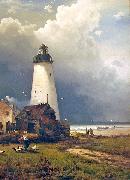 Edward Moran Sandy Hook Lighthouse Spain oil painting artist